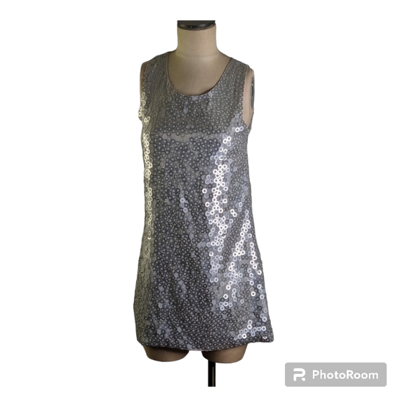 Alice & Olivia Silver All Over Sequin Silk  Dress, S , EUC - Picture 1 of 3
